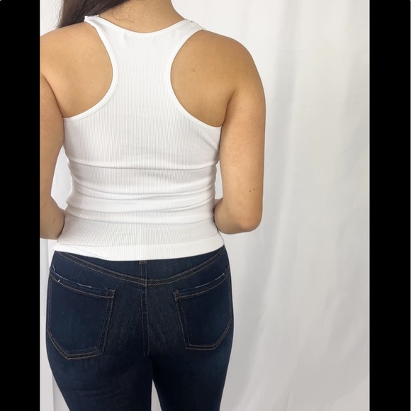 White Tank Top with Front Crochet Details - Picture 3 of 4